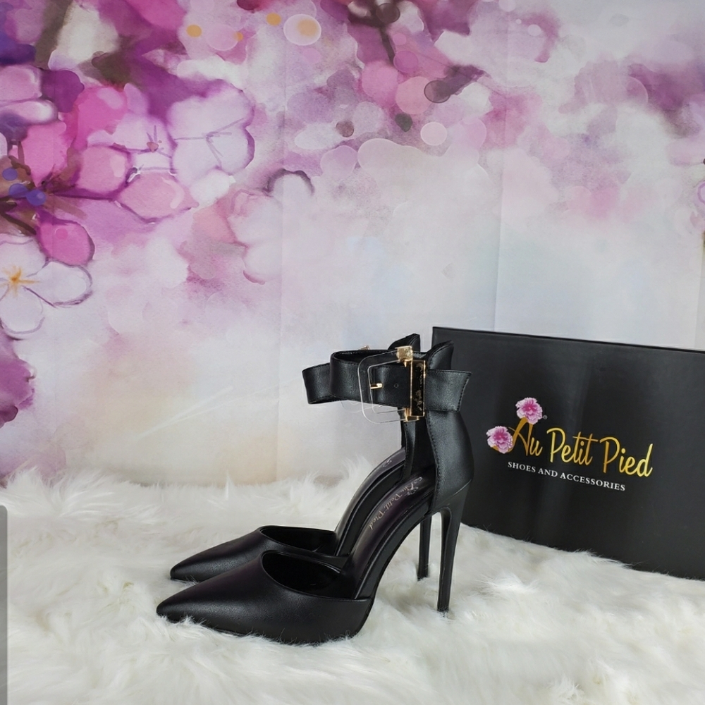 Black ankle strap heel